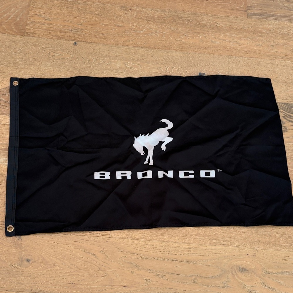 Ford Bronco Black Logo Flag - Bronco Brand